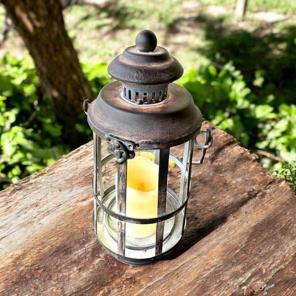 Vintage-Style Metal Candle Lantern - Picture 3 of 4